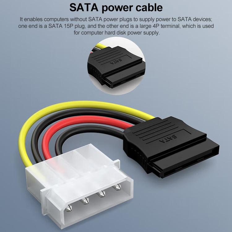 4ピンIDEからシリアルATA SATA電源ケーブルアダプター（15cm）、素材：アルミ+マグネシウム、4ピンIDEからSATA