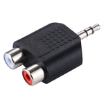 RCAメスから3.5mmオスジャックオーディオYアダプター、2つのRCAメスから3.5mm、2つのRCA(AV)メスから3.5mm