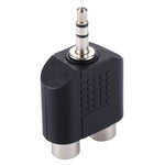 RCAメスから3.5mmオスジャックオーディオYアダプター、2つのRCAメスから3.5mm、2つのRCA(AV)メスから3.5mm