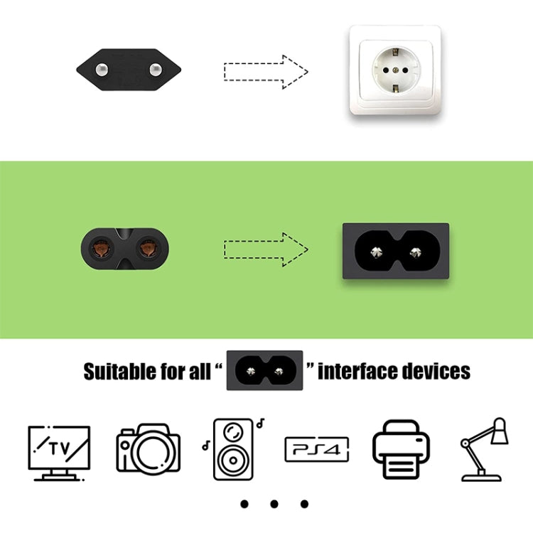高品質 2ピンスタイル EUノートパソコン用AC電源コード、長さ1.5m、2ピンスタイルEUプラグ、長さ1.5m