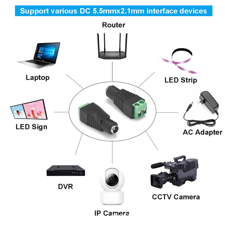CCTV用DC電源メスジャックコネクター 10個セット