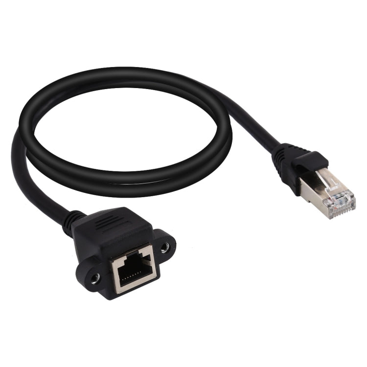 RJ45メスからオス CAT5Eネットワークパネルマウントネジロック延長ケーブル、長さ1.5m、1.5m