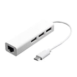 Type-Cから3ポートUSBとRJ45多機能アダプター、長さ13cm、3ポートUSB+RJ45