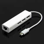 Type-Cから3ポートUSBとRJ45多機能アダプター、長さ13cm、3ポートUSB+RJ45