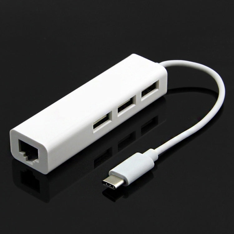 Type-Cから3ポートUSBとRJ45多機能アダプター、長さ13cm、3ポートUSB+RJ45