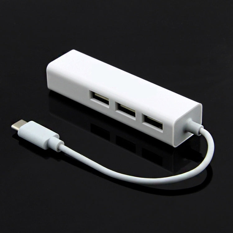 Type-Cから3ポートUSBとRJ45多機能アダプター、長さ13cm、3ポートUSB+RJ45