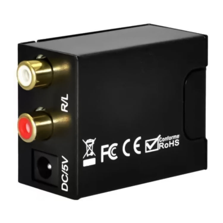 デジタル光コアキシャルToslinkからアナログRCAオーディオコンバーター（ブラック）、Spdif+コアキシャルから2RCA