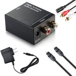 デジタル光コアキシャルToslinkからアナログRCAオーディオコンバーター（ブラック）、Spdif+コアキシャルから2RCA