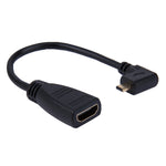 17cm 90度マイクロHDMI 右向きオスからHDMIメスケーブルアダプター、右角、長さ：17cm
