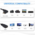 17cm 90度マイクロHDMI 右向きオスからHDMIメスケーブルアダプター、右角、長さ：17cm