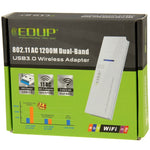 EDUP AC-1601 802.11AC 1200M デュアルバンドUSB 3.0 WiFiワイヤレスアダプター、AC-1601 1200Mbps