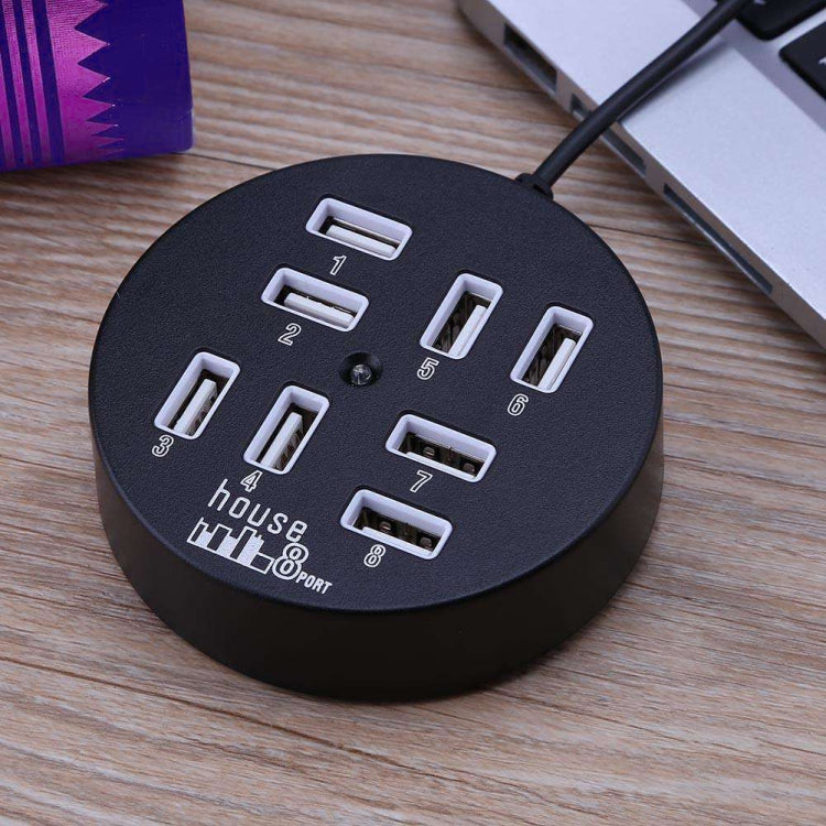 高速8ポートUSB 2.0ポータブルラウンドハブ、長さ：60cmラウンドサーキュラー8ポートUSB 2.0ハブマルチポートスプリッター拡張アダプターラップトップノートPC対応、1TBモバイルHDD対応、ラウンドサーキュラー（ホワイト）、ラウンドサーキュラー（ブラック）
