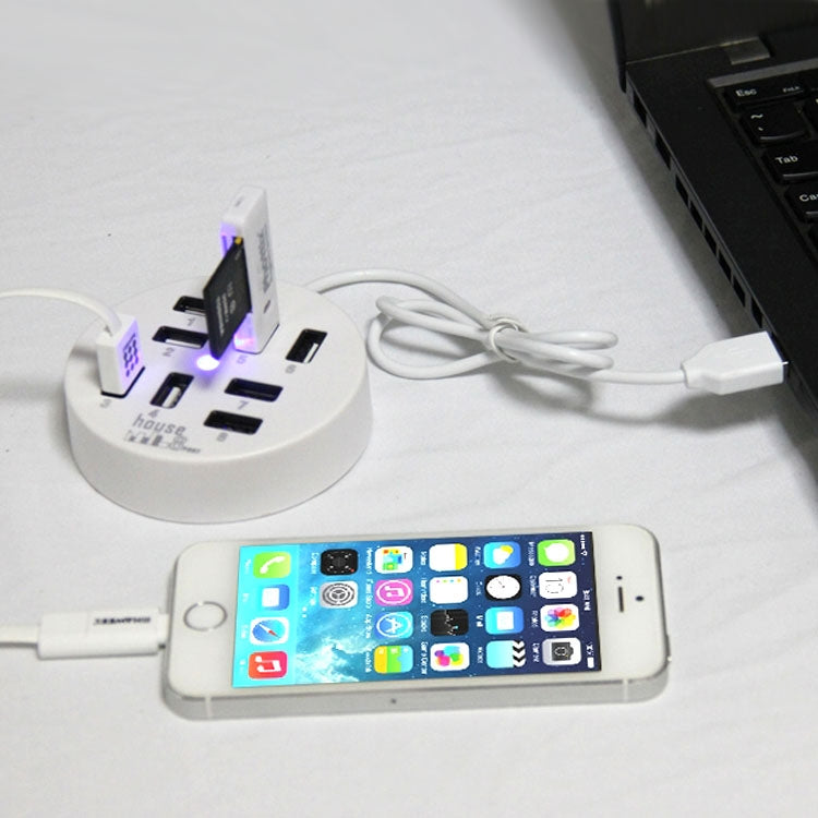 高速8ポートUSB 2.0ポータブルラウンドハブ、長さ：60cmラウンドサーキュラー8ポートUSB 2.0ハブマルチポートスプリッター拡張アダプターラップトップノートPC対応、1TBモバイルHDD対応、ラウンドサーキュラー（ホワイト）、ラウンドサーキュラー（ブラック）