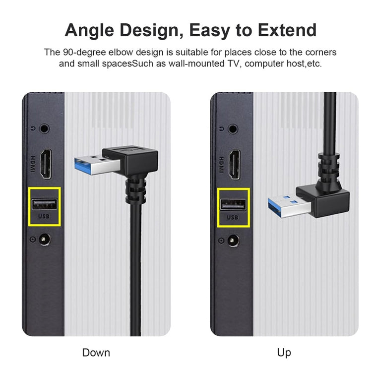 USB 3.0下向き90度延長ケーブルオスからメスアダプターコード、長さ：15cm、下向きAMからAF、長さ：15cm