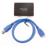 CR-H302ミラー表面4ポートUSB 3.0スーパースピード5Gbpsハブ＋60cm USB 3.0伝送ケーブル、H302ホワイト、H302ブラック