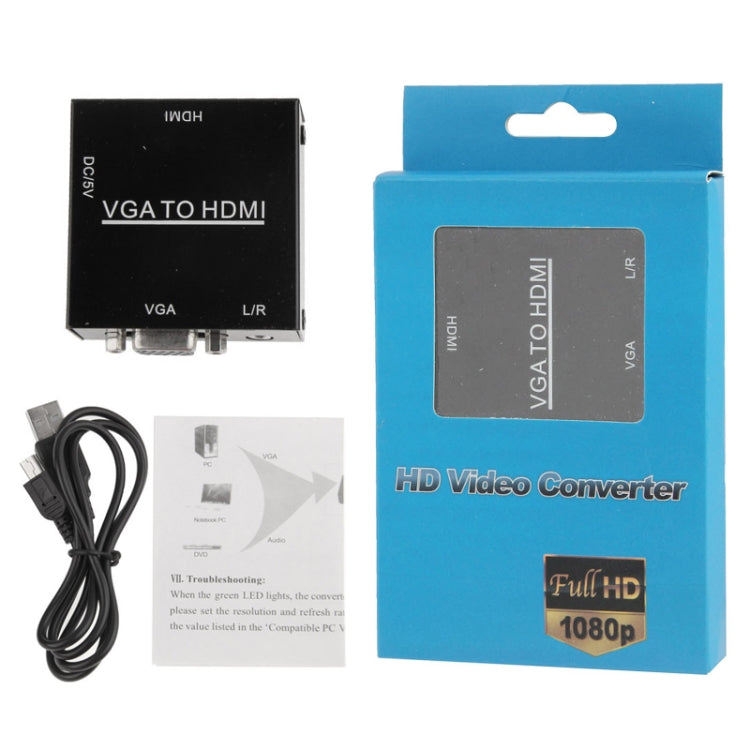 HD 1080P HDMI ミニVGAからHDMIスケーラーボックス オーディオビデオデジタルコンバーターアダプター PC / HDTV対応、HD 1080P