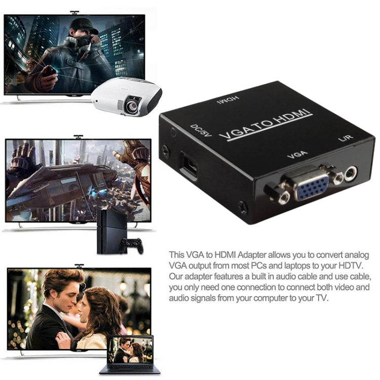 HD 1080P HDMI ミニVGAからHDMIスケーラーボックス オーディオビデオデジタルコンバーターアダプター PC / HDTV対応、HD 1080P