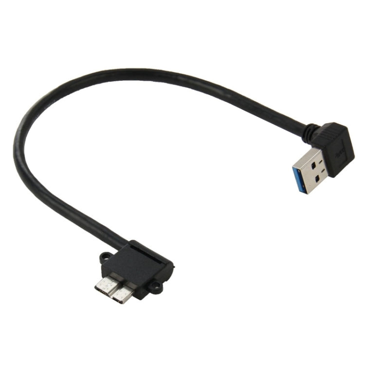 90度 USB 3.0 to Micro 3.0 データケーブル Galaxy Note III / N9000用、長さ：26cm