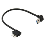 90度 USB 3.0 to Micro 3.0 データケーブル Galaxy Note III / N9000用、長さ：26cm