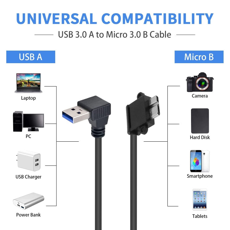 90度 USB 3.0 to Micro 3.0 データケーブル Galaxy Note III / N9000用、長さ：26cm