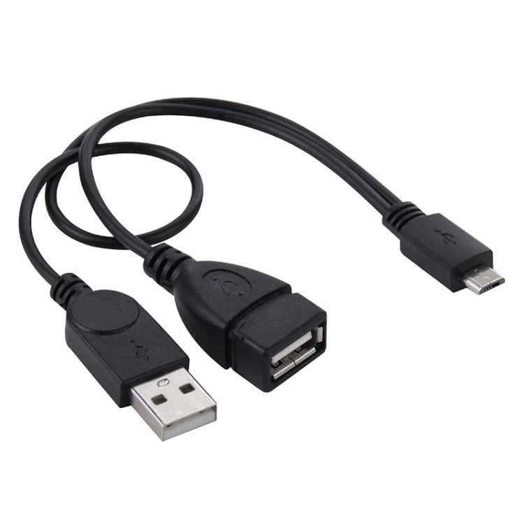 マイクロUSBからUSB 2.0オス＆USB 2.0メスホストOTG変換アダプターケーブル、長さ：約30cm、マイクロUSBからUSB 2.0 AM+AF