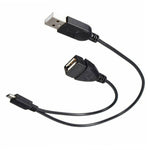 マイクロUSBからUSB 2.0オス＆USB 2.0メスホストOTG変換アダプターケーブル、長さ：約30cm、マイクロUSBからUSB 2.0 AM+AF