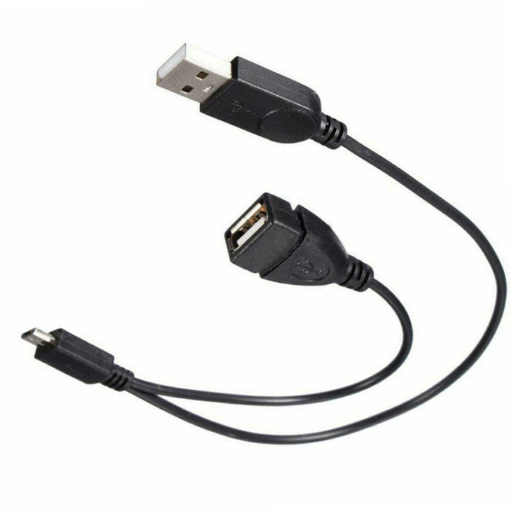 マイクロUSBからUSB 2.0オス＆USB 2.0メスホストOTG変換アダプターケーブル、長さ：約30cm、マイクロUSBからUSB 2.0 AM+AF