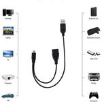 マイクロUSBからUSB 2.0オス＆USB 2.0メスホストOTG変換アダプターケーブル、長さ：約30cm、マイクロUSBからUSB 2.0 AM+AF