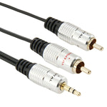 3.5mmステレオジャック to 2 RCAオスオーディオケーブル、長さ：1.5m、2 RCA、長さ：1.5m