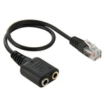 RJ9オス to 2 x 3.5mmメスオーディオケーブル、長さ：20cm、RJ9オス to 2 x 3.5mmメス