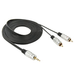 3.5mmステレオジャック to 2 RCAオスオーディオケーブル、長さ：3m、2 RCA、長さ：3m