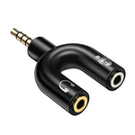 3.5mmステレオオス - 3.5mmヘッドホン＆マイクメス分配アダプター