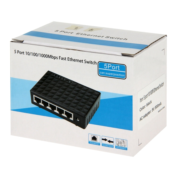 5ポート 10/100/1000 Mbps イーサネットデスクトップスイッチ、5ポート 10/100/1000Mbps