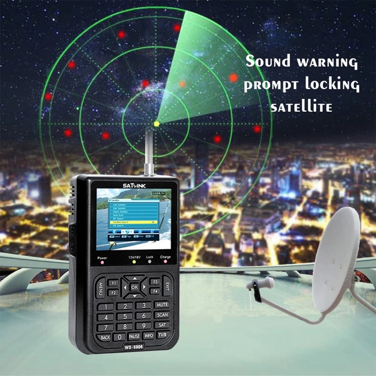 SATLINK WS6906 3.5インチLCDカラースクリーンポータブルデジタル衛星ファインダーメーター、WS6906