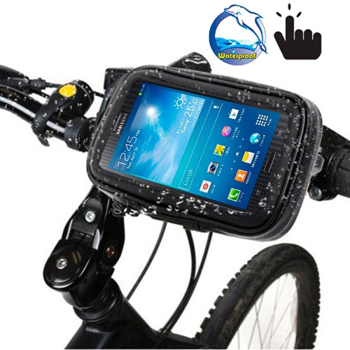 自転車ハンドルバーマウントホルダー 防水／防砂／防雪／防塵ジッパータッチバッグ、Galaxy Note III／N9000 & Mega 6.3／i9200対応、Note III用