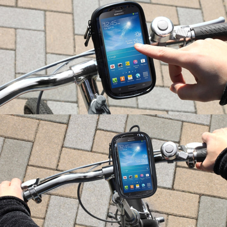 自転車ハンドルバーマウントホルダー 防水／防砂／防雪／防塵ジッパータッチバッグ、Galaxy Note III／N9000 & Mega 6.3／i9200対応、Note III用