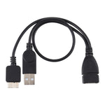 USB 2.0 AF to Micro-B + USB 2.0 OTG ケーブル Samsung Galaxy Note III / N9000用、電源付き、長さ：24cm（ブラック）