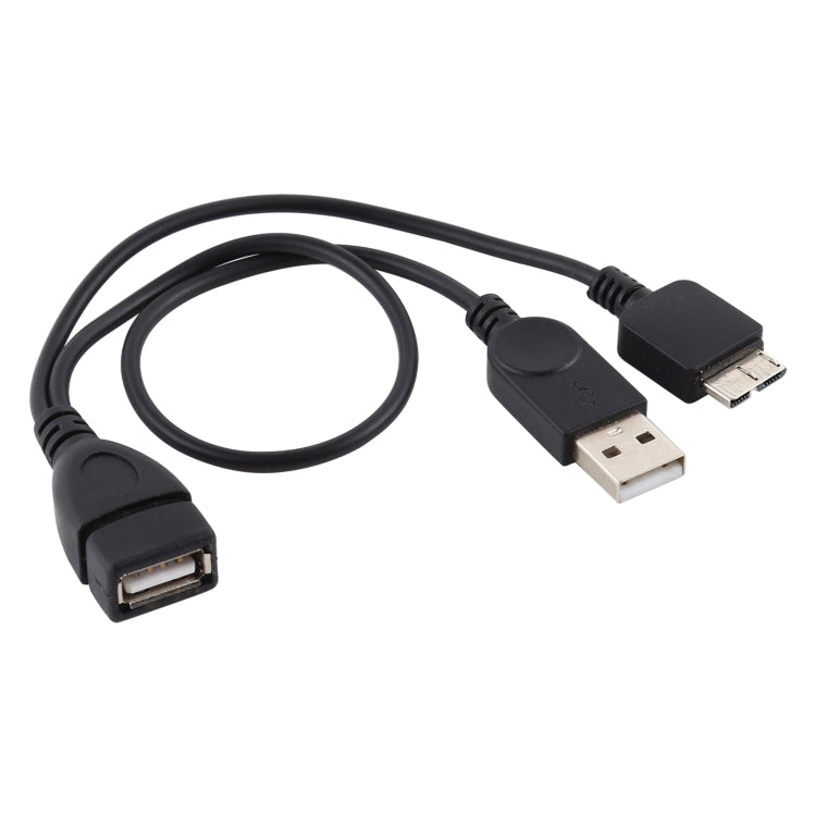 USB 2.0 AF to Micro-B + USB 2.0 OTG ケーブル Samsung Galaxy Note III / N9000用、電源付き、長さ：24cm（ブラック）