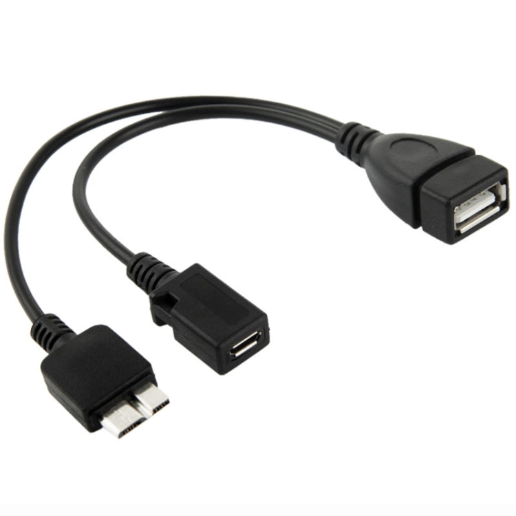 USB AF to マイクロUSB 3.0 + マイクロUSB 2.0 ケーブル Galaxy Note III / N9000用、長さ：20cm（ブラック）