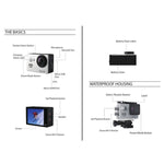H9 4K ウルトラHD1080P 12MP 2インチLCDスクリーン WiFiスポーツカメラ、170度広角レンズ、30m防水、H9 4K（ブラック）