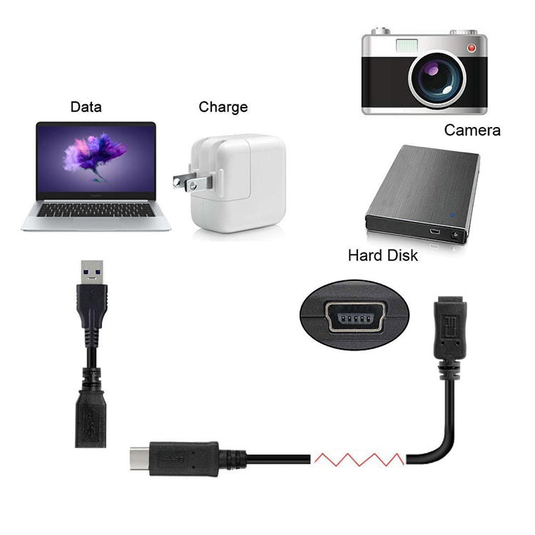 CY-201 USB 3.1 Type-C オスコネクター to マイクロUSB 2.0 メスケーブル Nokia N1用、ケーブル長：20cm
