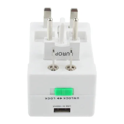 ユニバーサルUS / EU / AU / UK旅行用AC電源アダプタープラグ USB充電ソケット付き、USBポート付き