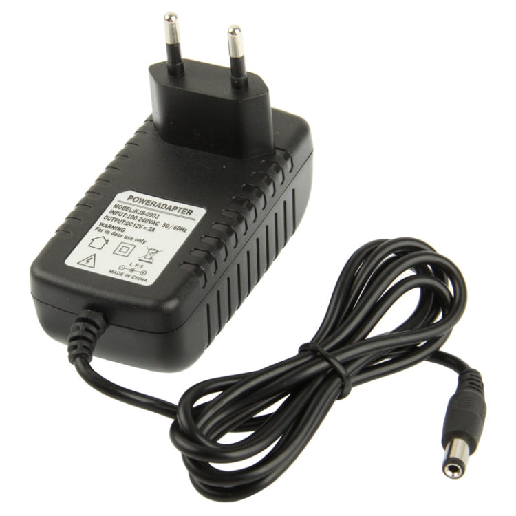 高品質AC 100-240VからDC 12V 2A電源アダプター、先端: 5.5 x 2.1mm、ケーブル長: 1m、EUプラグ DC 12V 2A、USプラグ DC 12V 2A