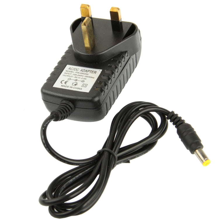 高品質UKプラグ AC 100-240VからDC 9V 2A電源アダプター、先端: 5.5 x 2.1mm、ケーブル長: 1m、UKプラグ DC 9V 2A