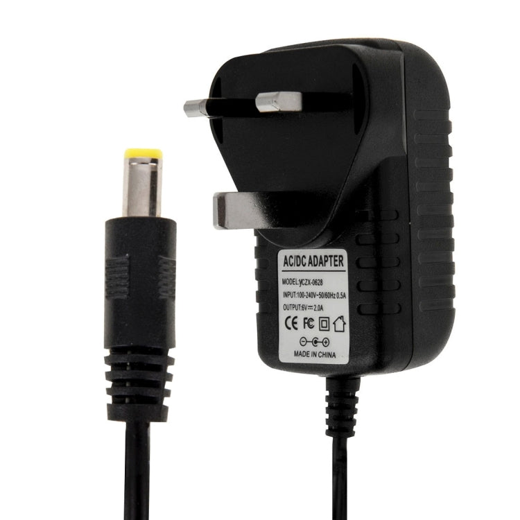 UKプラグ AC 100-240V から DC 6V 2A 電源アダプター、先端：5.5 x 2.1mm、ケーブル長：約1.2m、UKプラグ DC 6V 2A