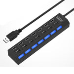7ポートUSBハブ 2.0 USB分配器 高速480Mbps ON/OFFスイッチ付き / 7LED, 7ポート（ホワイト）、7ポート（ブラック）