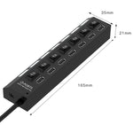 7ポートUSBハブ 2.0 USB分配器 高速480Mbps ON/OFFスイッチ付き / 7LED, 7ポート（ホワイト）、7ポート（ブラック）