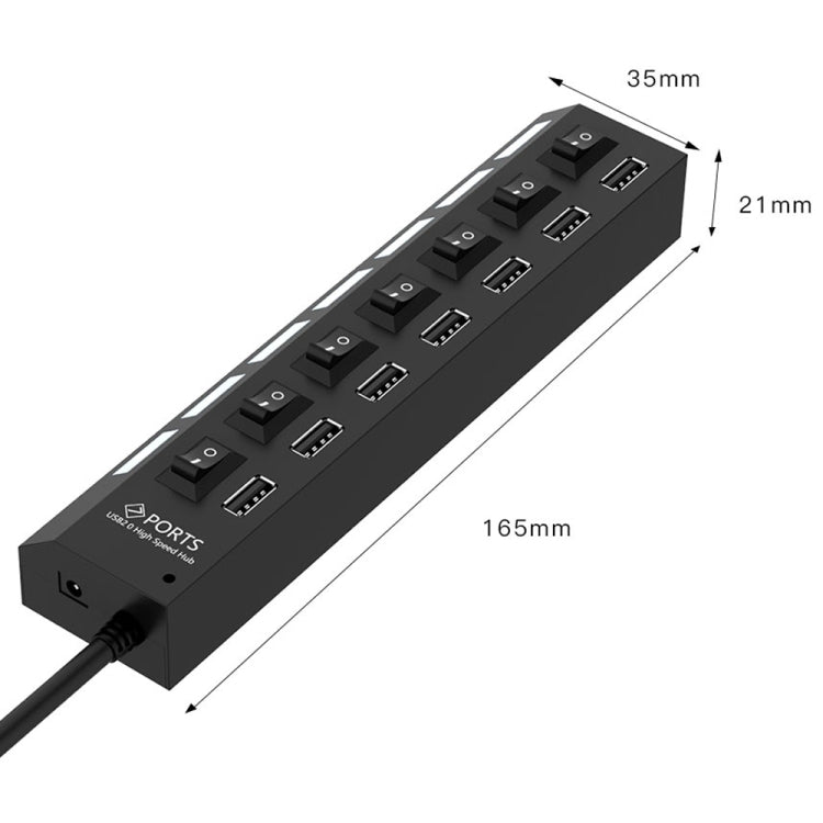 7ポートUSBハブ 2.0 USB分配器 高速480Mbps ON/OFFスイッチ付き / 7LED, 7ポート（ホワイト）、7ポート（ブラック）