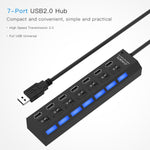 7ポートUSBハブ 2.0 USB分配器 高速480Mbps ON/OFFスイッチ付き / 7LED, 7ポート（ホワイト）、7ポート（ブラック）