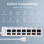 7ポートUSBハブ 2.0 USB分配器 高速480Mbps ON/OFFスイッチ付き / 7LED, 7ポート（ホワイト）、7ポート（ブラック）